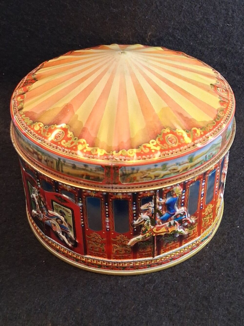 Churchill’s of London Vintage Carousel Candy Tin • Embossed Conical Lid - Picture 3 of 9